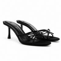 Sandales à Talons Fins avec Nœud et Maille Élégante