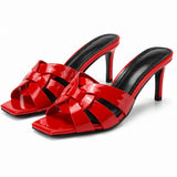 Sandales à Talons Hauts en Cuir avec Lanières Tressées