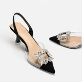 Sandales à Talons Transparentes avec Cristal