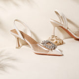 Sandales à Talons Transparentes avec Cristal