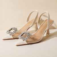 Sandales à Talons Transparentes avec Cristal