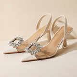 Sandales à Talons Transparentes avec Cristal