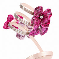 Sandales à Talons avec Sangle Fleur en Cristal