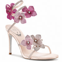 Sandales à Talons avec Sangle Fleur en Cristal