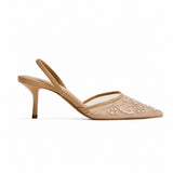 Sandales à Talons en Maille Brodée