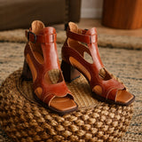Sandales en Cuir Véritable à Bout Ouvert