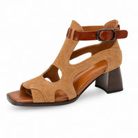Sandales en Cuir Véritable à Bout Ouvert