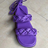Sandale Spartiate Femme avec Fermeture à Lacets Violet