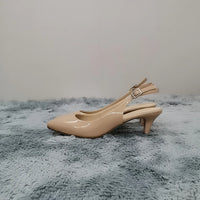 Sandale Talon Femme 5 - 7 cm Beige de Style Escarpin avec Lanière